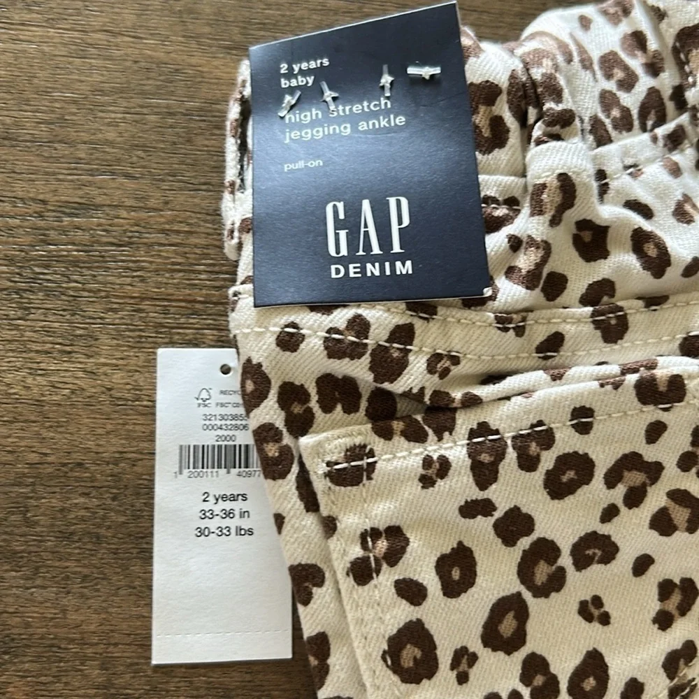 Gap high cheetah leopard stretch denim kids ankle jegging 2years baby